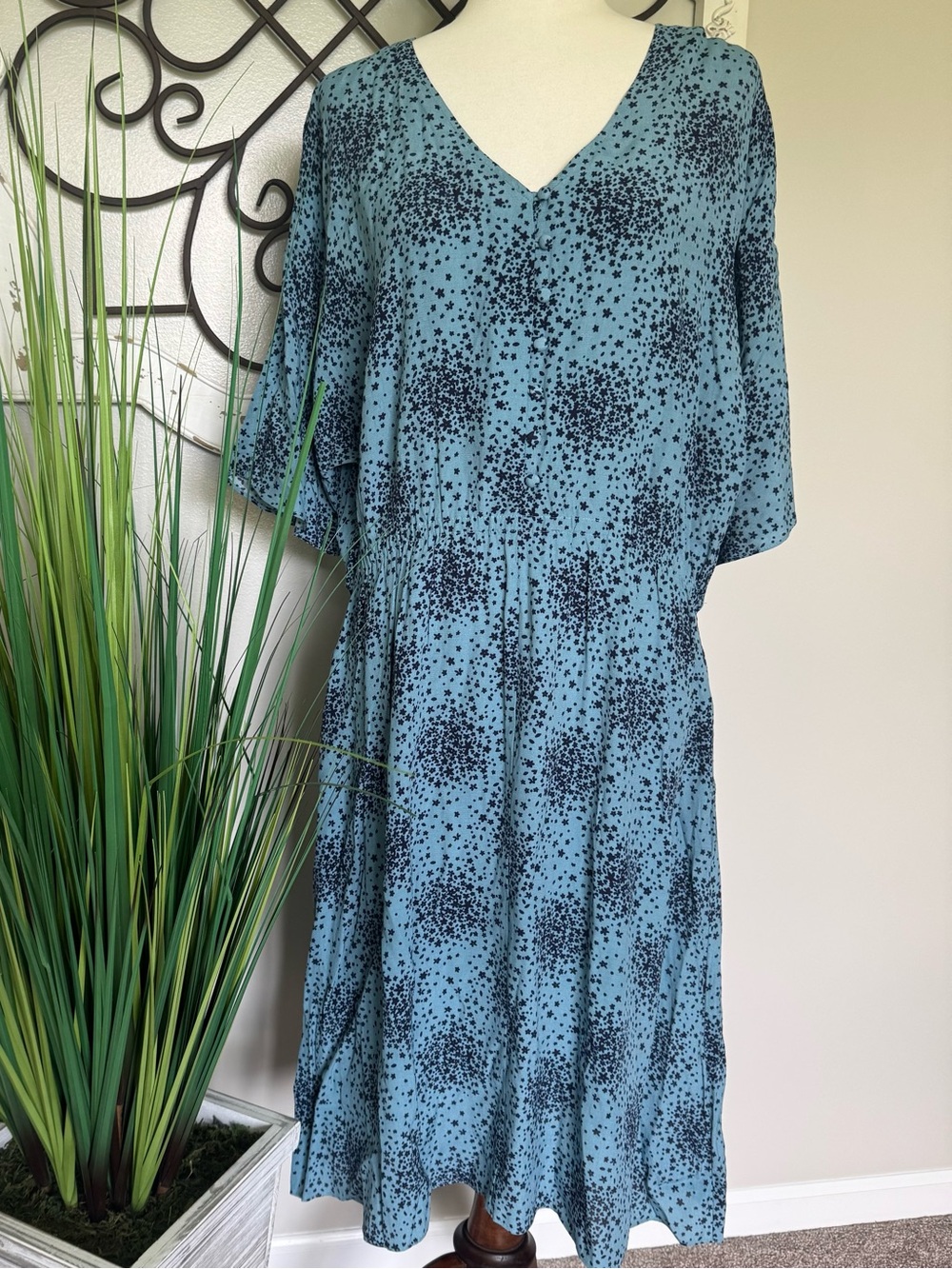 NWT Boden Size 14L 14 Tall Blue Midi Dress